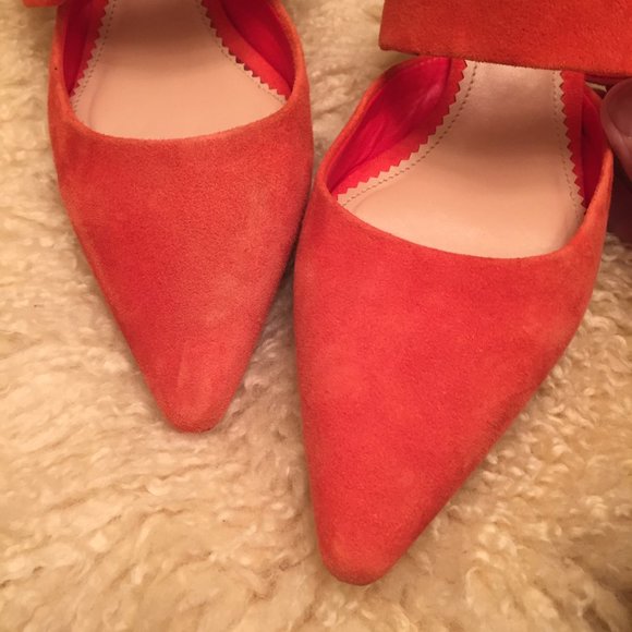 ZARA Orange Suede Kitten Heels size 37 - Picture 8 of 8